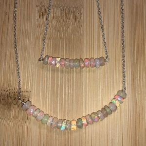 Genuine sterling silver and Ethiopian opal necklace and bracelet set